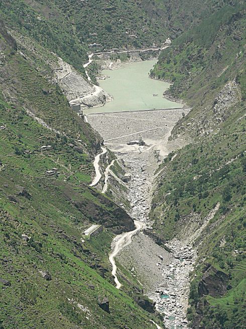 Dhauliganga before the disaster, with zero water flow downstream from the dam, killing a perennial river. Source: Author