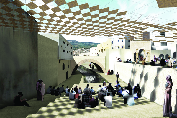 Impression of the resuscitated Fez River in the heart of the city Photo: Aziza Chaouni Projects 