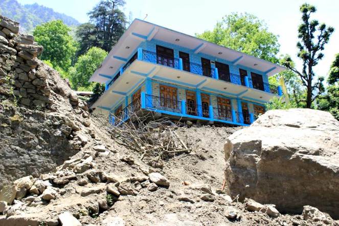 Geeta Ram’s house affected by the landslide at Nigulseri